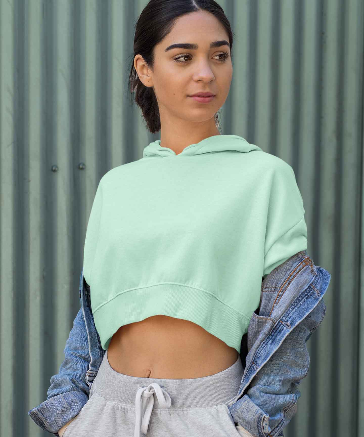 Mint cropped hoodie sale