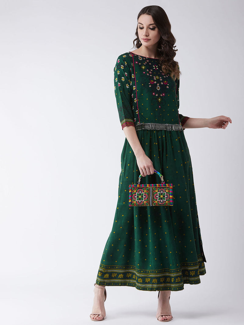 Green Mughal High-Low Top With Kalidaar Palazzo