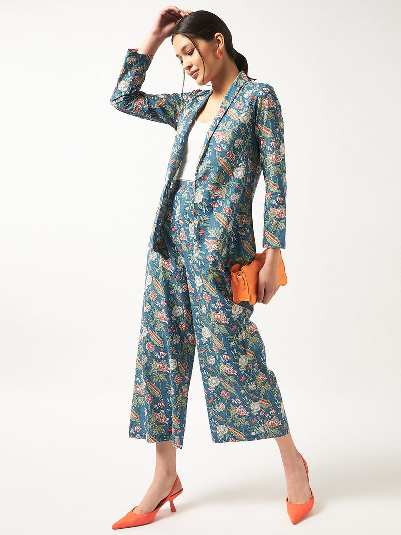 Floral Printed Blazer With Pants