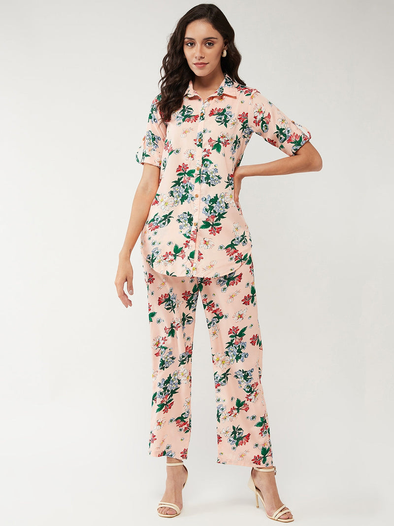 Floral Printed Lounge Shirt With Pant Set