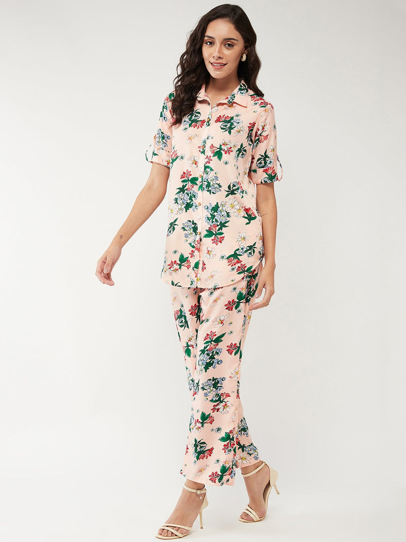 Floral Printed Lounge Shirt With Pant Set