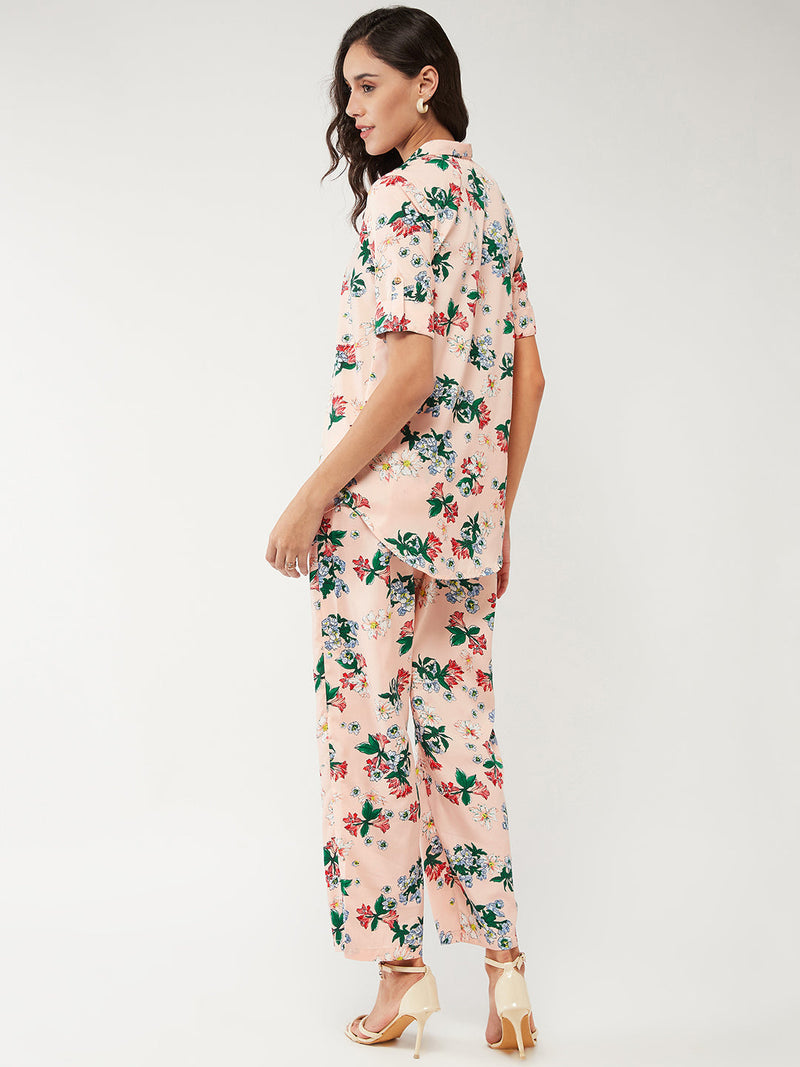 Floral Printed Lounge Shirt With Pant Set