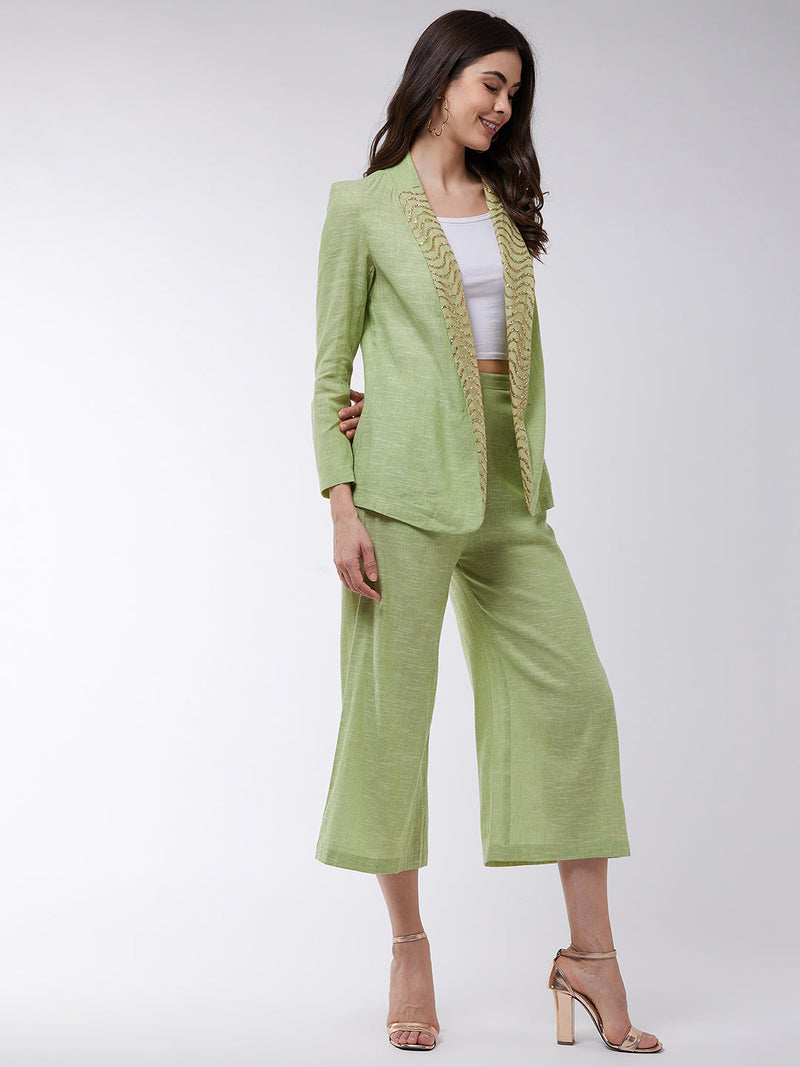 Solid Pastel Blazer And Pant Set