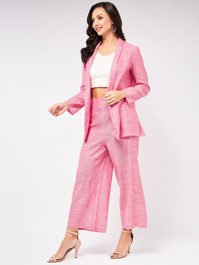 Chambray Long Blazer And Pant Set