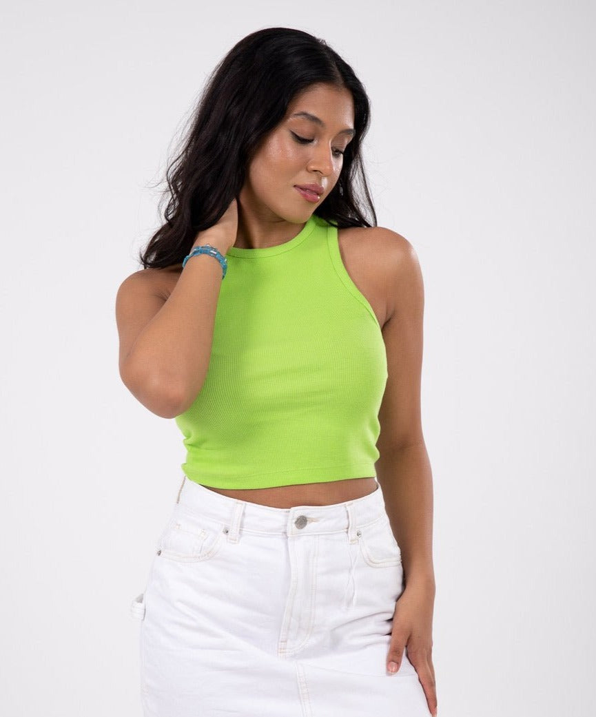 Ribbed Racerback - Neon green